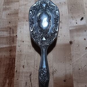 Vintage Silver Hair Brush Floral Pattern